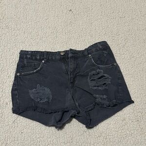 Edgy Black Distressed Denim Shorts